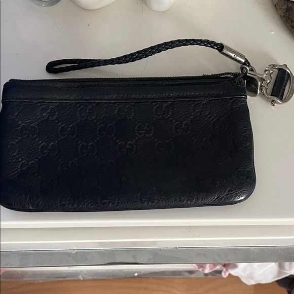 Gucci Handbags - Gucci Black Leather Wristlet Clutch